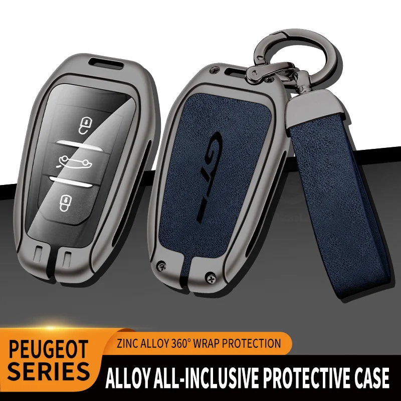 Car Zinc Alloy Key Case Bag For Peugeot GTLine 207 307 208 407 308 408 508 2008 3008 4008 5008 RCZ Car Key Chain Metal Key Shell