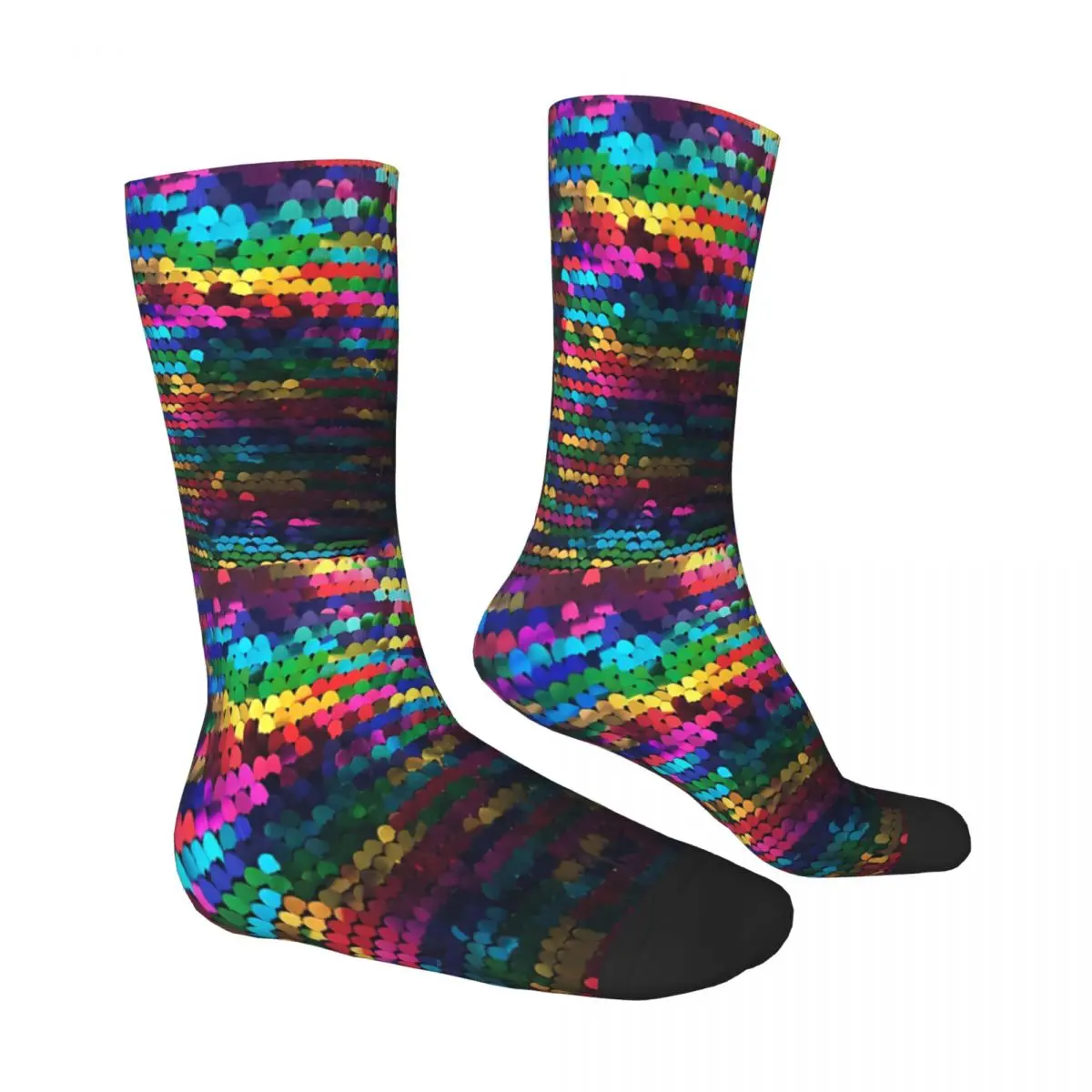 Rainbow Sequins Socks Male Mens Women Winter Stockings Hip Hop