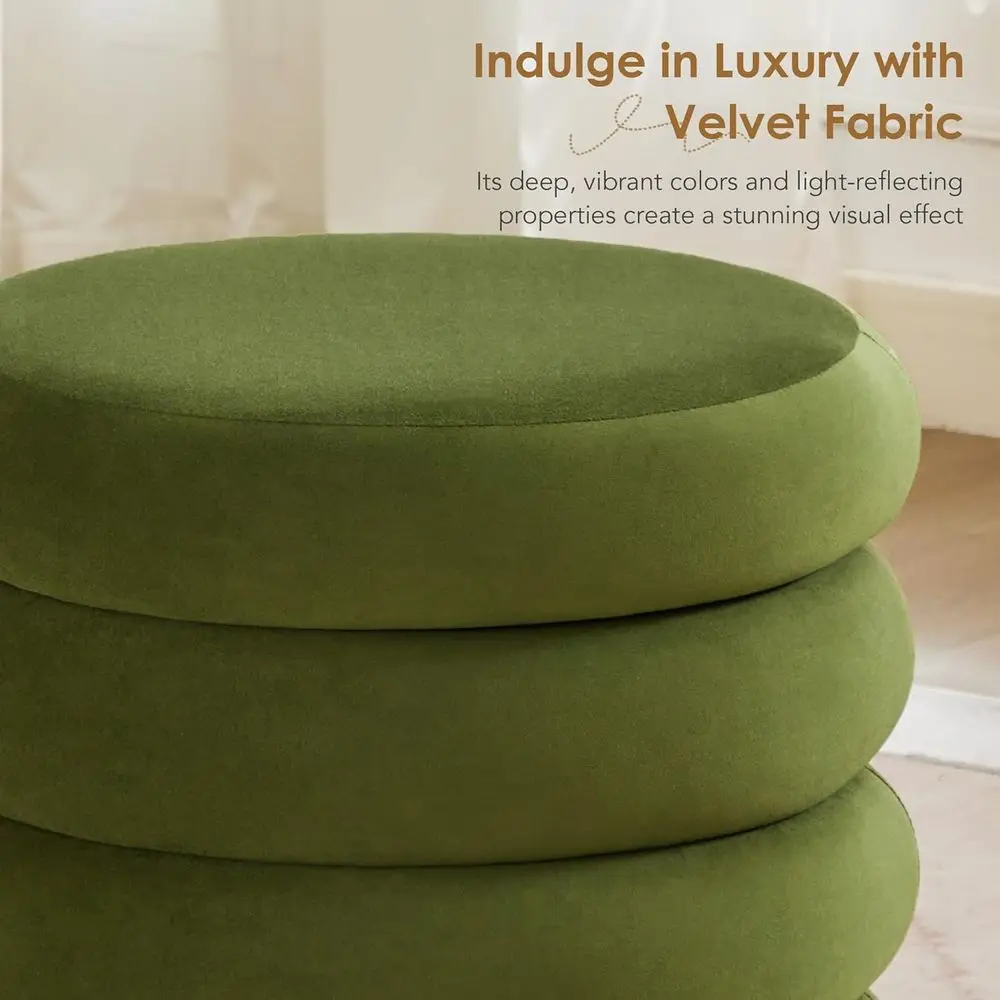 19.5" Storage Ottoman Round, Vanity Stools or Bedroom, Velvet Pou Ottoman with Removable Lid, ern Ottomam Stool or Girls Women, view 5