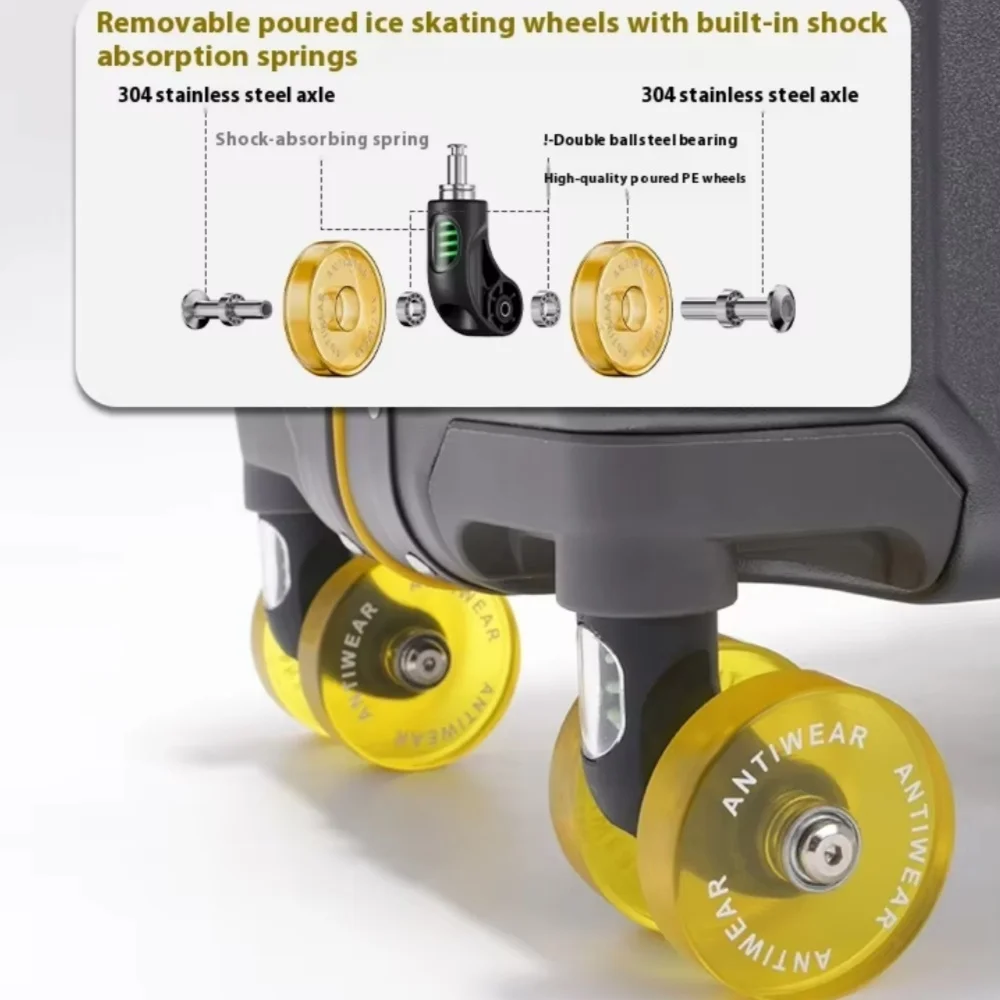حقيبة سفر خفيفة الوزن مقاس 14 بوصة مع قفل TSA بإطار من الألومنيوم وحقيبة حمل، لا تحتاج إلى فحصها