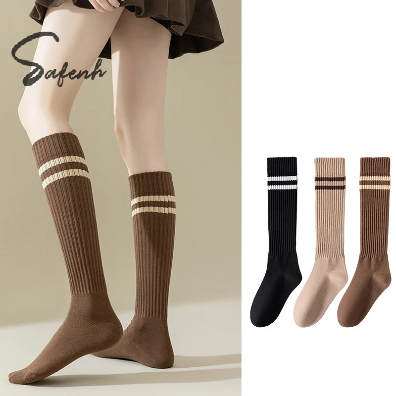 

Sock For Women Long New High Quality Japanese Ladies Stockings Fashion Striped Girls Preppy Style Female Knee High Socks