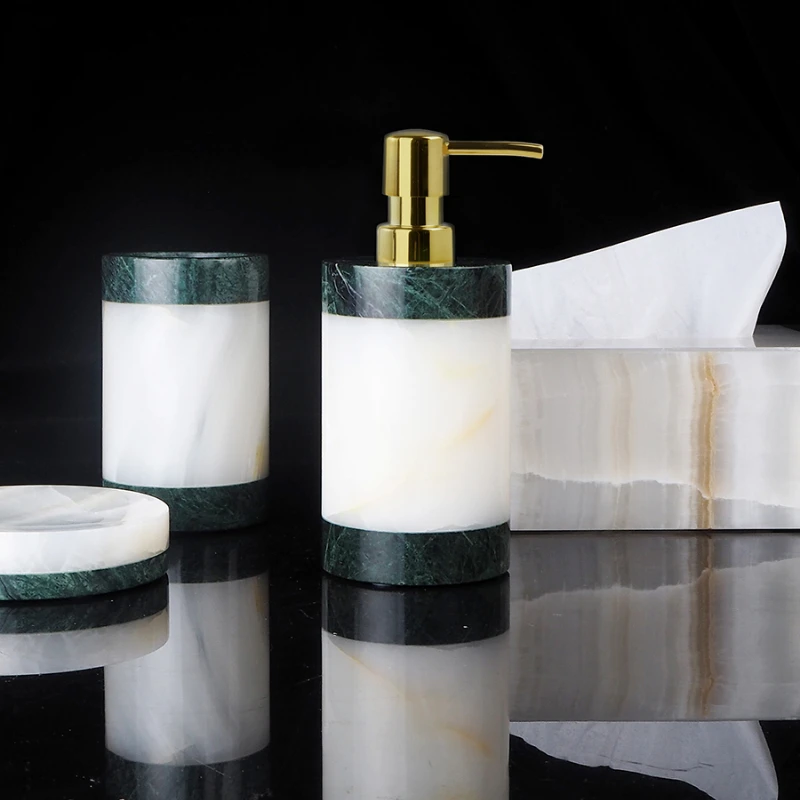 1pc Marble Bathroom Wash Set Soap Dish Marble Lotion Bottle Housewarming Gift Hotel Bathroom Decorations Bathroom Accessories