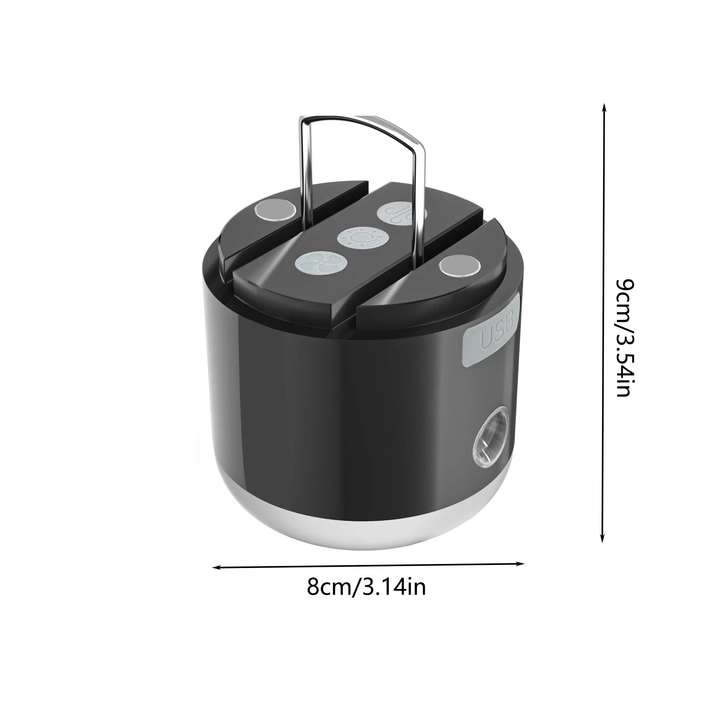 Lentera Kemah LED Dapat Diisi Ulang, Lampu Tenda Kemah 3000Mah dengan Kipas Angin, 4 Mode Lampu, Fungsi Semprotan, Lampu Mini dengan Magnetik B