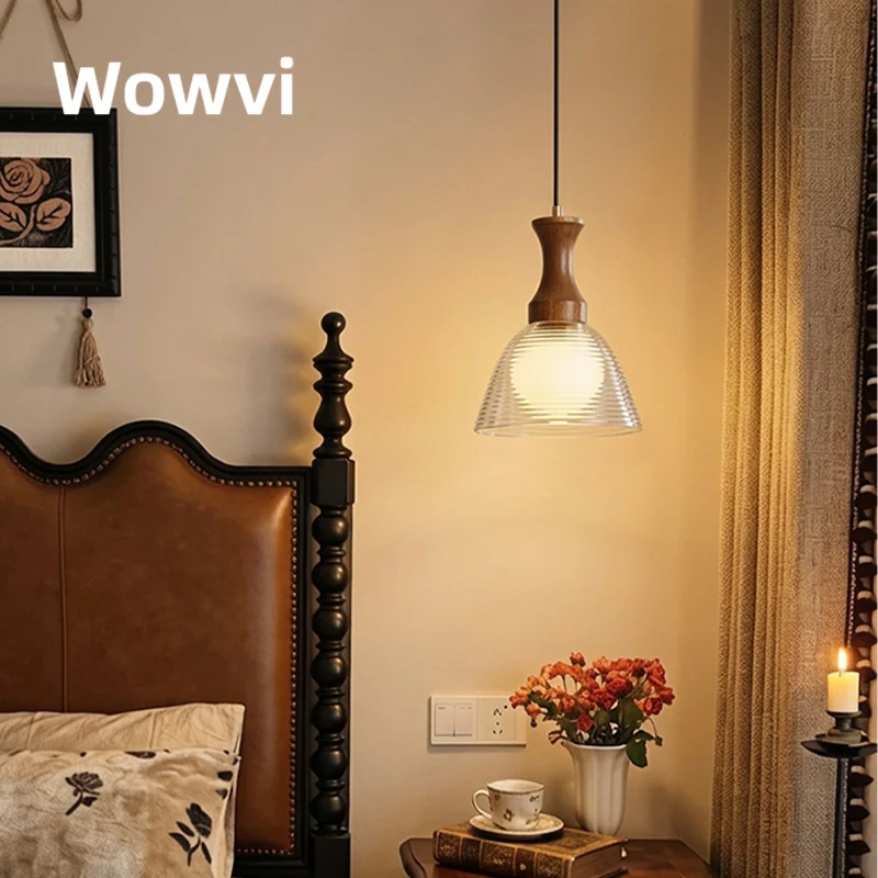 

Wowvi Mid-century Pendant Lamp LED Solid Wood Hanging Light Modern Minimalist Entrance Kitchen Island Interior Decor Light