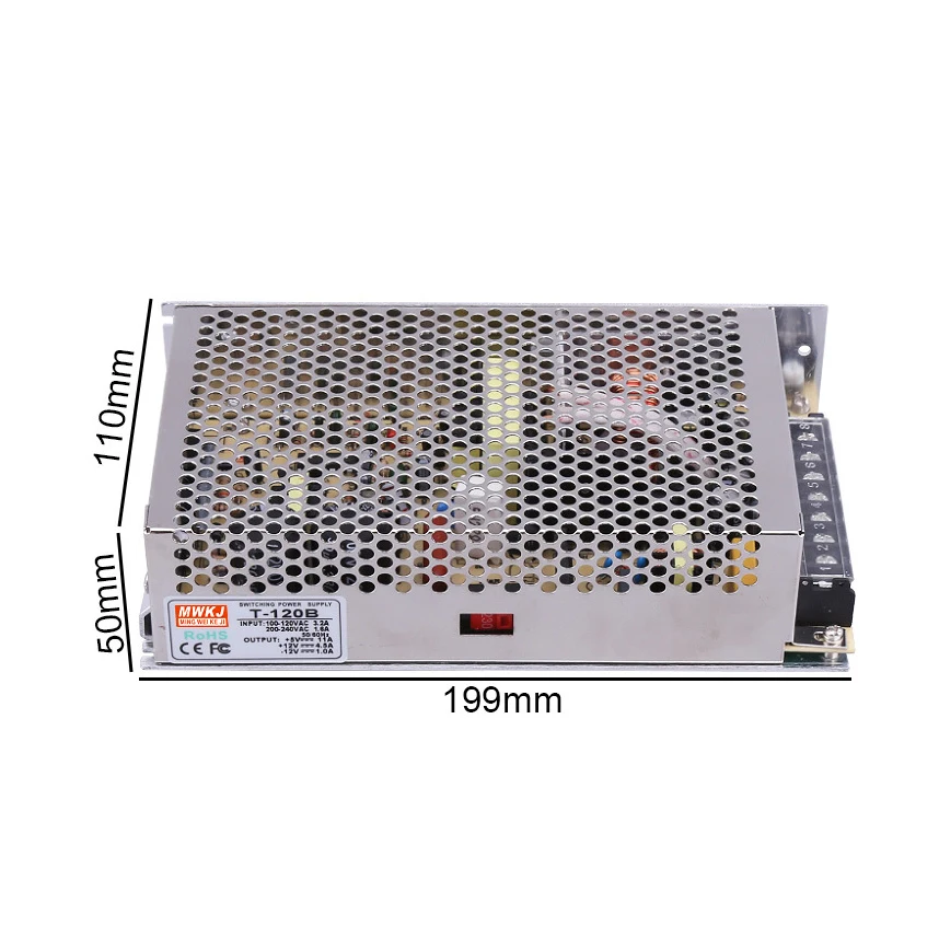 120 واط ثلاثة مجموعة تحويل التيار الكهربائي T-120B ثلاثة قناة تحويل التيار الكهربائي الجهد 5 فولت 11A/12 فولت 4.5A/-12 فولت 1A