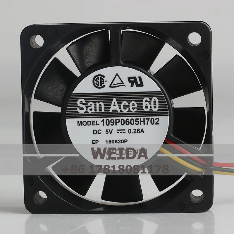 

Chassis fan SANYO Sanyo San Ace 60 109P0605H702 5V 0.26A 6015 6CM cooling fan 60 x 60 x 15MM