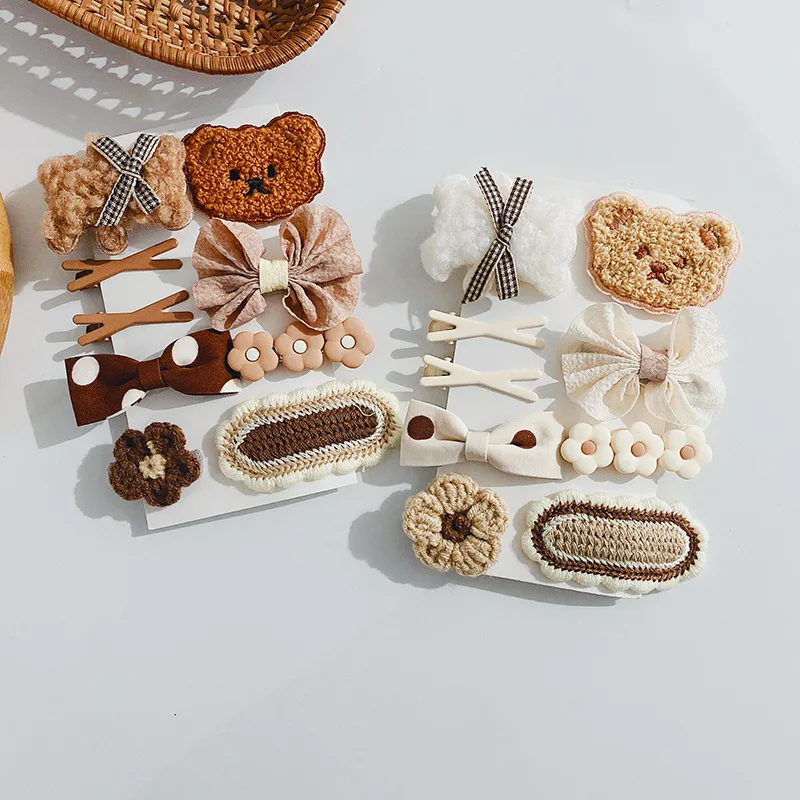 Autumn Coffee Color Cartoon Princess Hairpins Children Girl Kid Baby Hair Clip Barrettes Accessories Hairclip Headwear Headdress