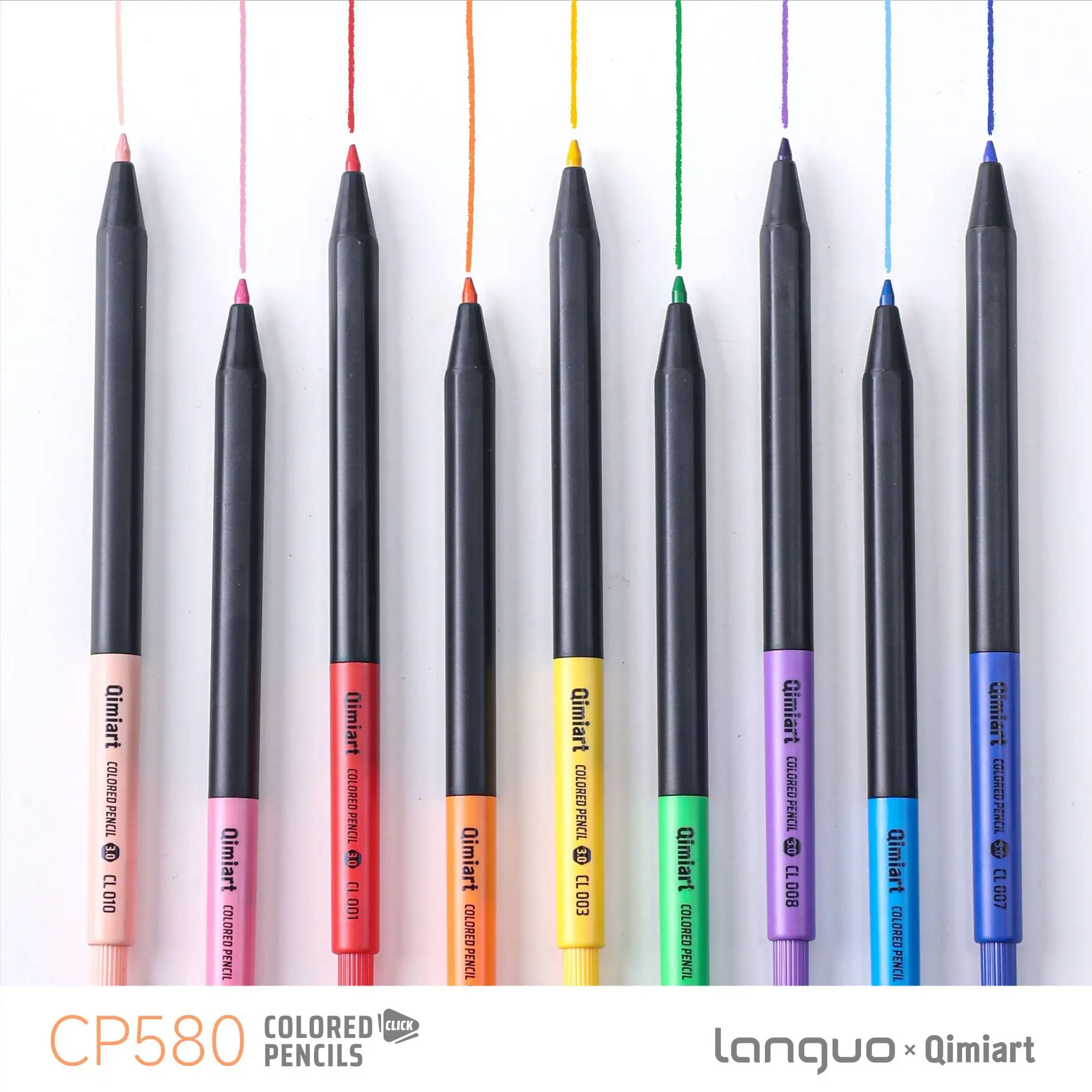 96 Colors Retractable Colored Pencils Set Qimiart CP580 3.0mm Thick Oil Color Lead Click Mechanical Pencil Built-in Sharpener