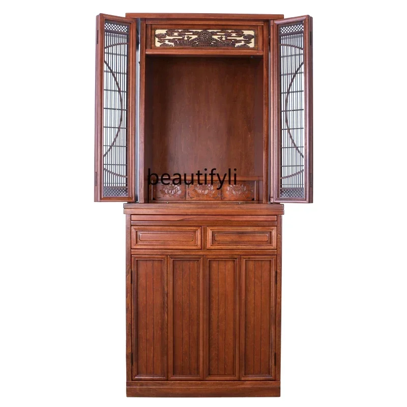 

xz1Buddha Cabinet Buddha Shrine with Door Guanyin Shrine Altar Home Buddha Statue Enshrine Living Room Cabinet Simple