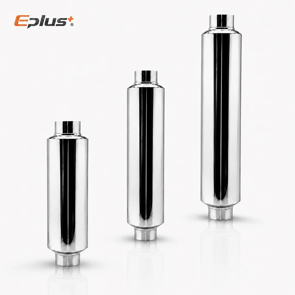Universal Stainless Steel Spiral Straight‑Through Car Exhaust Systems Resonator Muffler Middle Pipe Silver O.D 51/57/63/70/76MM