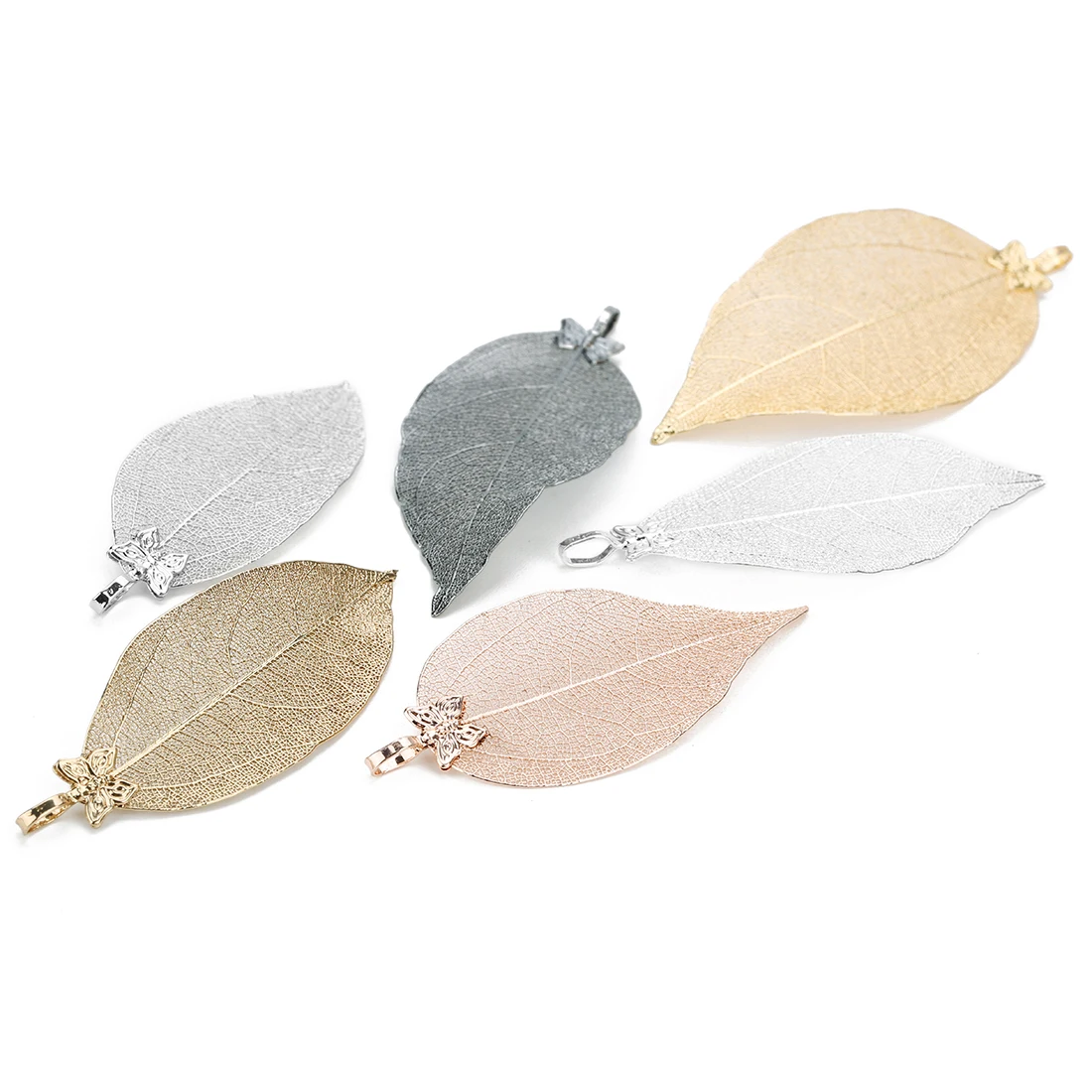 2 teile/los Kupfer Schmetterling Blatt Charms Strukturierte Blatt Anhänger Für Schmuck Machen DIY Armband Halskette Ohrringe Zubehör – Detail 4
