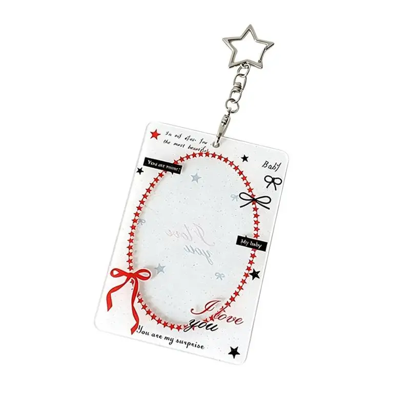 Herzförmiger Photocard-Halter mit Stern-Schlüsselanhänger, Niedlicher Spitzenrahmen, Ausweishülle, Kpop-Photocard-Schutzhülle, Taschenanhänger, Geschenk für Fans – Detail 8