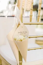 25PCS Custom Paper Cones, petal cones, food cones, custom confetti cones, wedding toss, tossing, eco friendly, petal cups
