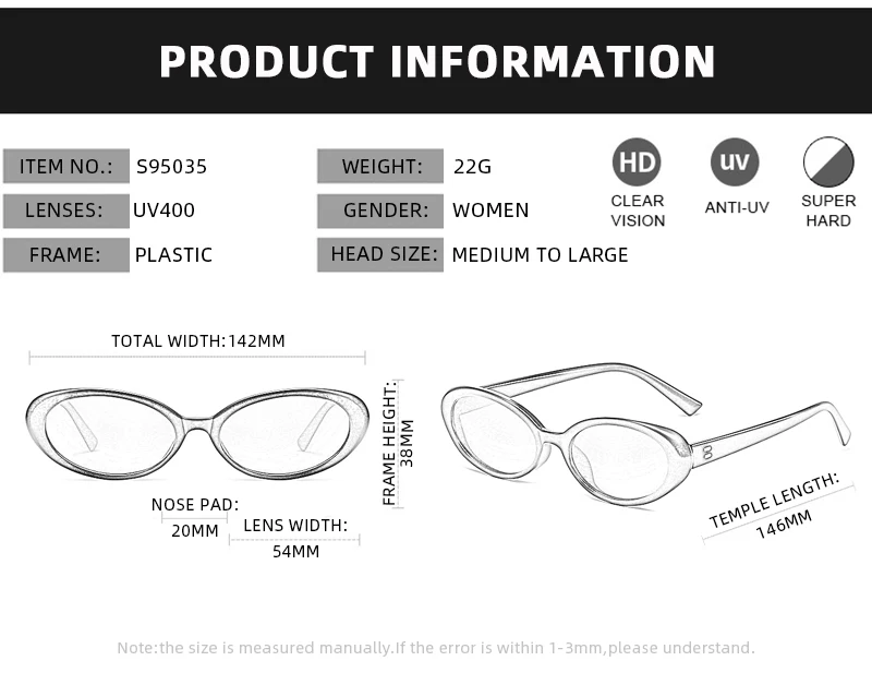 Luxus Cat Eye Sonnenbrille Frauen Retro ovale schwarze Sonnenbrille Damen Mode kleine Fahr schirme Outdoor-Brille uv400 – Detail 3