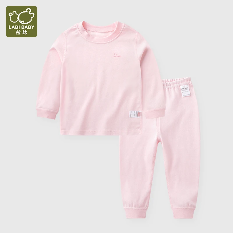 

LABI BABY Long Sleeve Pajamas Sets Pink Color Girls Indoor Tops and Pants Cotton Sleepwear Kids Children Clothes Loungewear Set