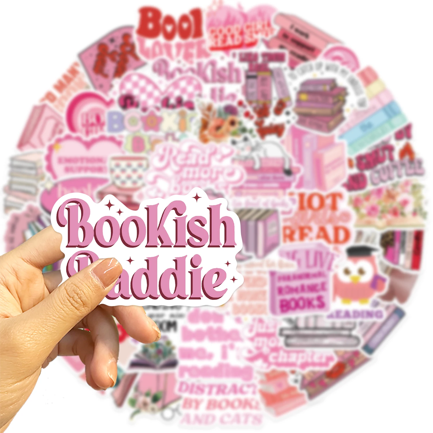 50/52pcs Romance Bookish Spice Reader Stickers Pink Girl Cartoon Decals Aesthetic Decals Phone Laptop Diary Sticker Kids Toys