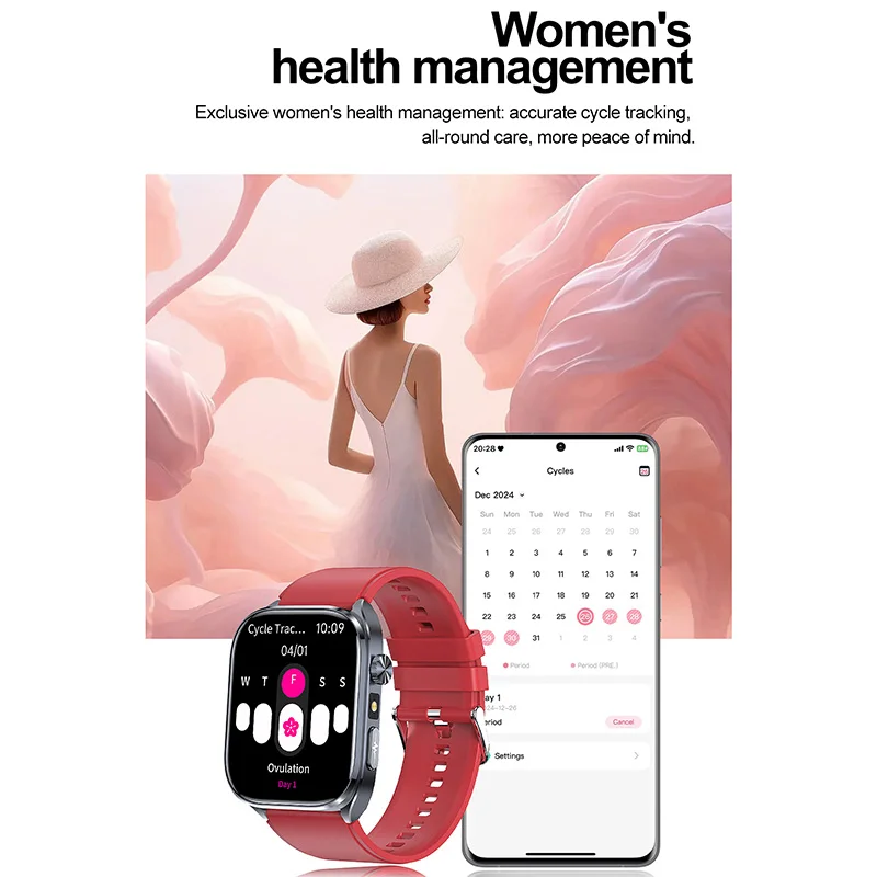 AI Smart Watch ECG Heart Health Analysis Blood Lipid & Pressure Monitoring BT Call Feature Health Fitness Tracker Flashlight