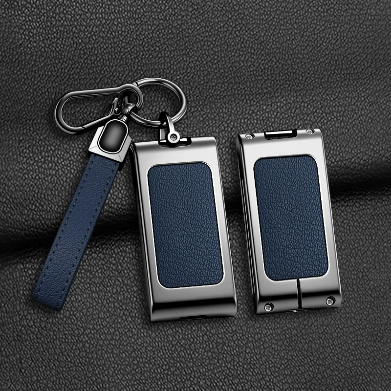 Zinc Alloy Leather Car Remote Key Case Fob Cover Protective Holder Shell For Audi E5 Sportback 2026 Auto Keychain Accessories