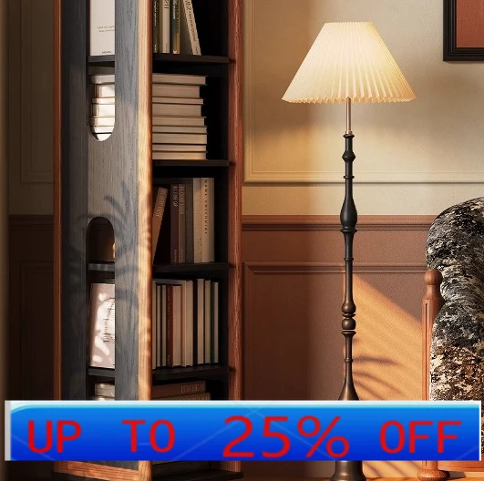 

LMM French retro solid wood 360 degree rotating bookshelf bookcase