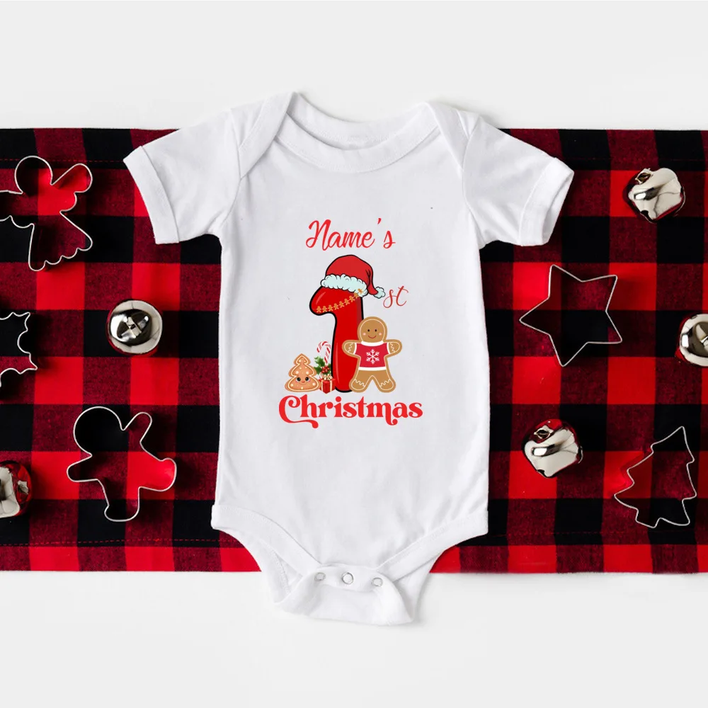 Personalised Baby 1st Christmas Bodysuit Babies 1st Xmas Gift Custom Baby Name First Xmas Romper Clothing Holiday Gift