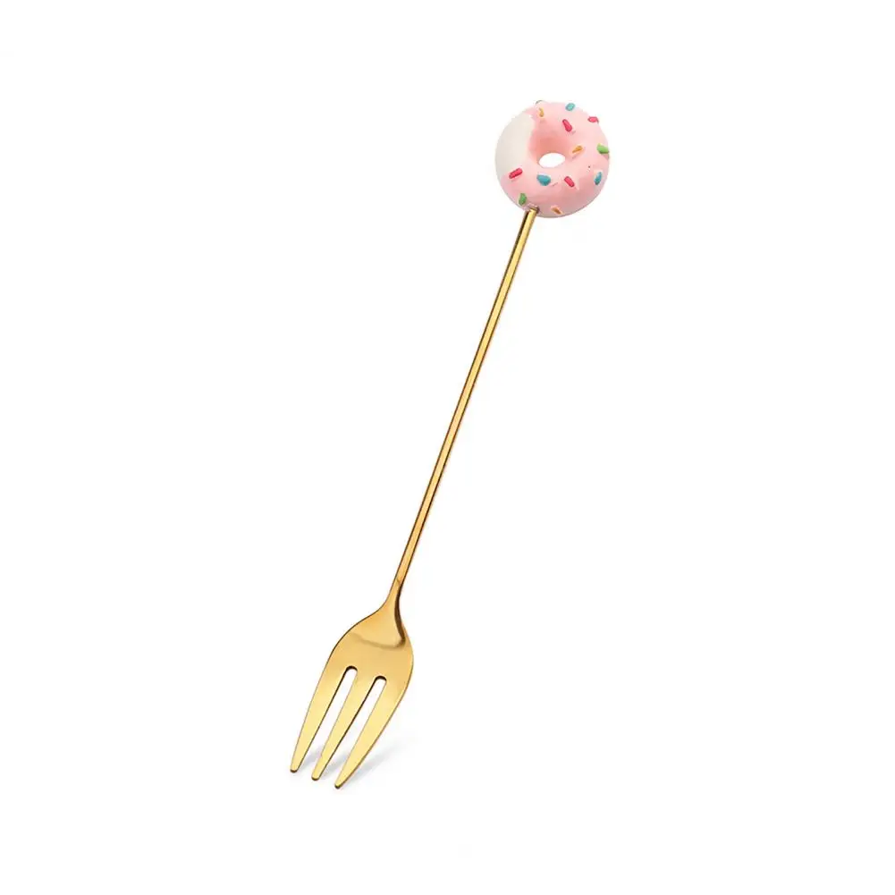 Cute Stainless Steel Cartoon Design Kid Spoon Donut Coffee Fork Dessert Tool  forks and spoon set  bento picks