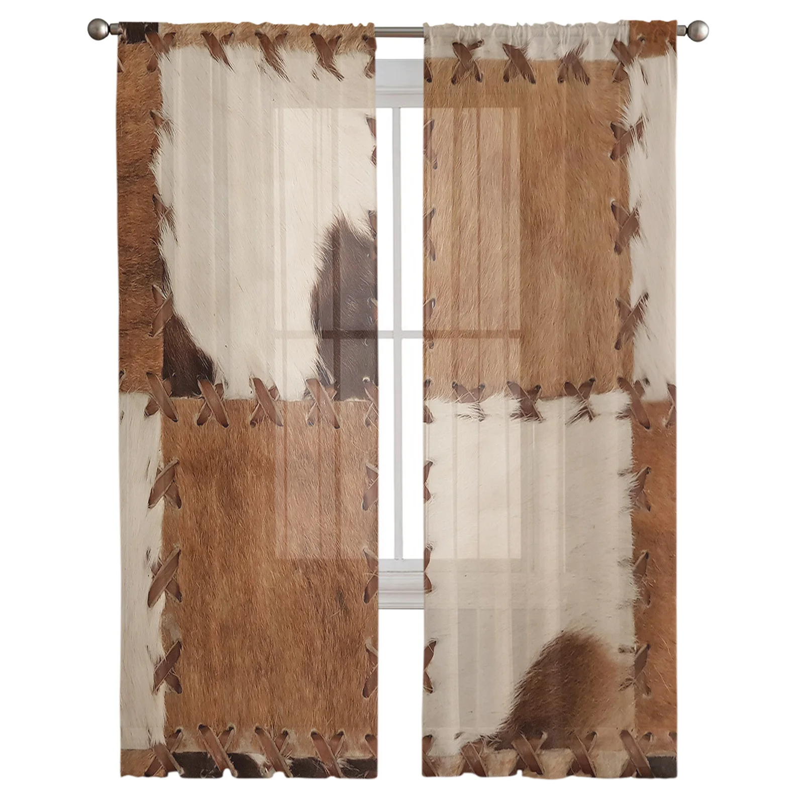 Articulated Texture Cowhide Texture Bedroom Transparent Sheer Curtains Holiday Decoration Window Voile Tulle Curtain