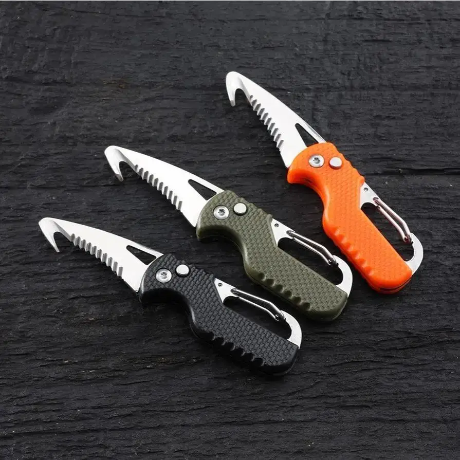 Outdoor Camping Portable Folding Knife Express Package Knife Gift Keychain Serrated Hook Knife Carry-on Survival Tool Box