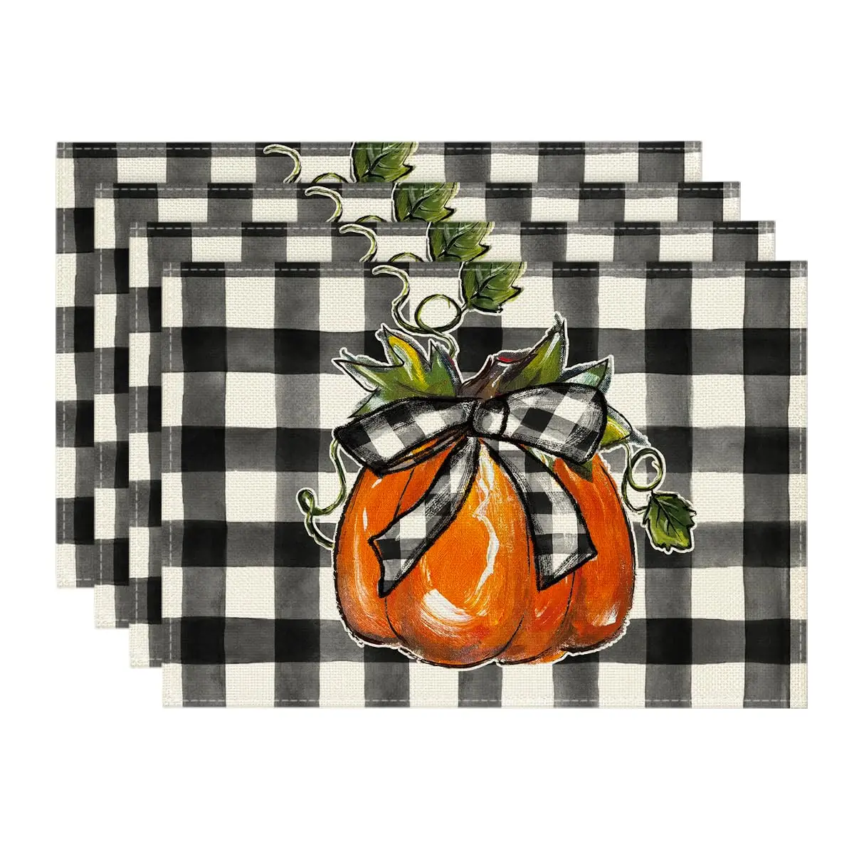 

Pumpkin Fall Placemats Set of 4, 12x18 Inch, Autumn Table Mats for Party, Kitchen and Dining Decoration