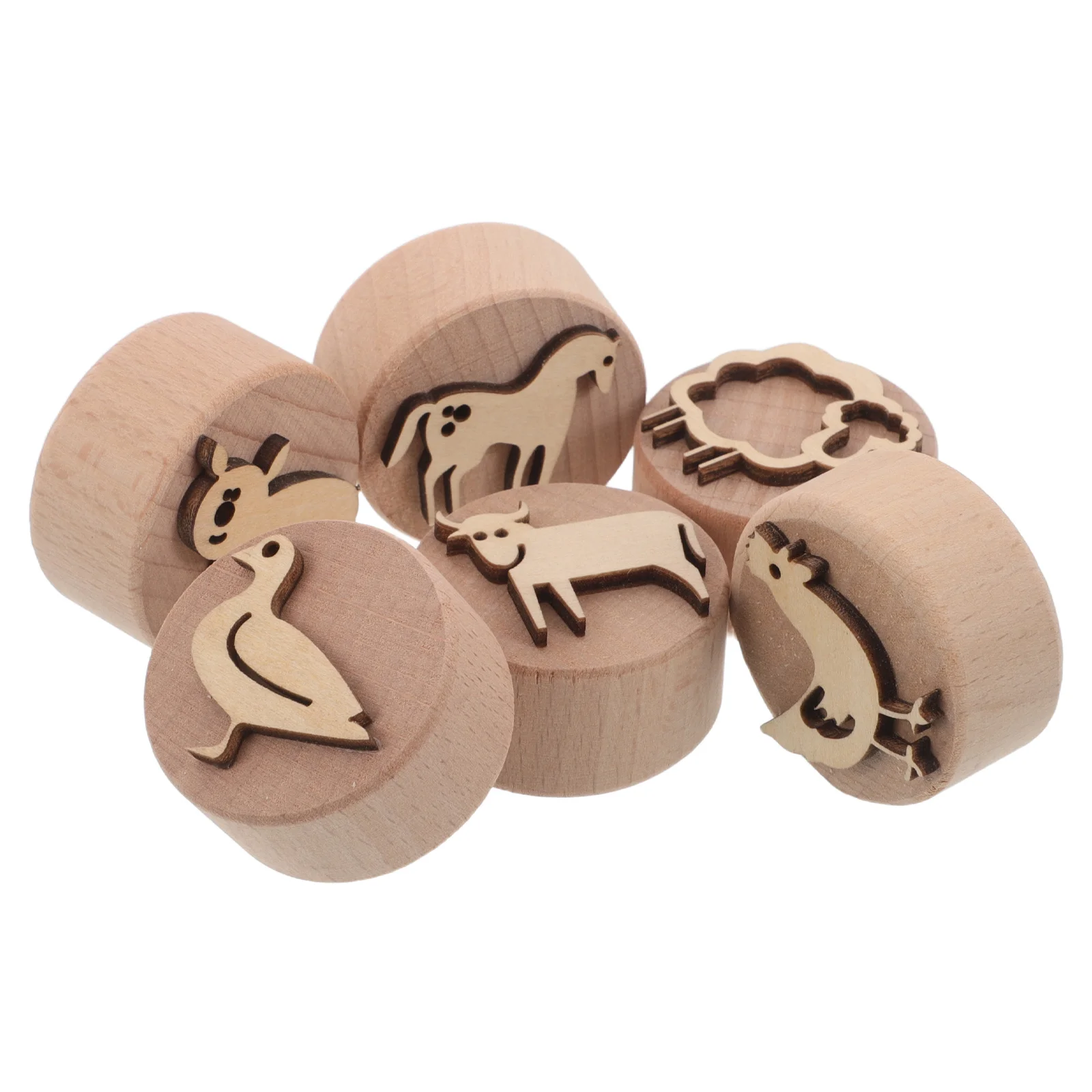 1 مجموعة الاطفال الطين ختم مجموعة لطيف الحيوان الخشب Stamps التنمية المبكرة التعلم عدة ما قبل المدرسة الحرف النمذجة أدوات الاطفال Stampers