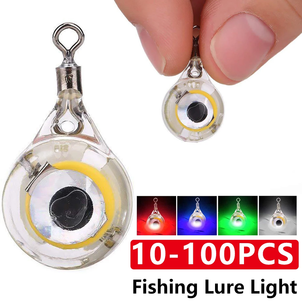 1-4pcs LED Attracting Fish Light Mini Deep Drop Underwater Eye Shape Fishing Light Squid Attractor Bait Luminous Lure Fish Lamp