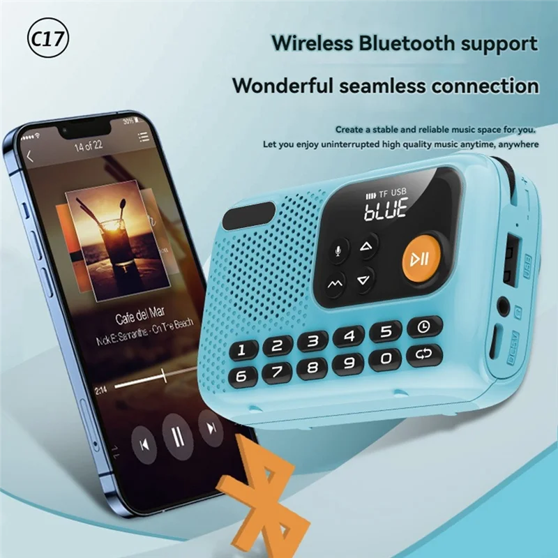 Mini lettore radio FM portatile M20K con supporto per schermo Bluetooth con scheda TF disco U per casa all'aperto B