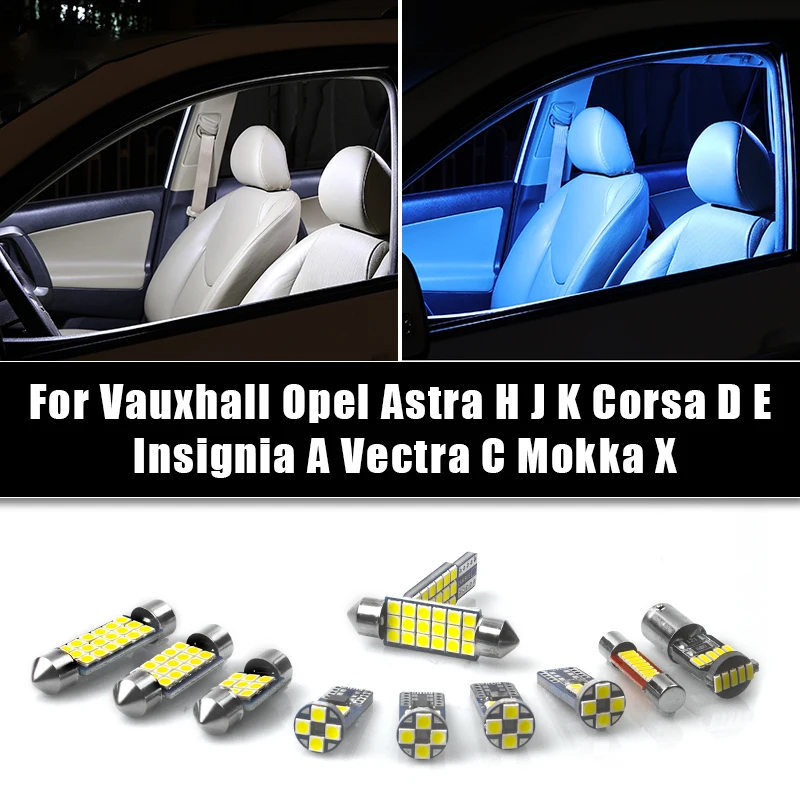 

For Vauxhall Opel Astra H J K Corsa D E Insignia A Vectra C Mokka X Car LED Reading Bulbs Kit Dome Lamp Trunk Light Accessories