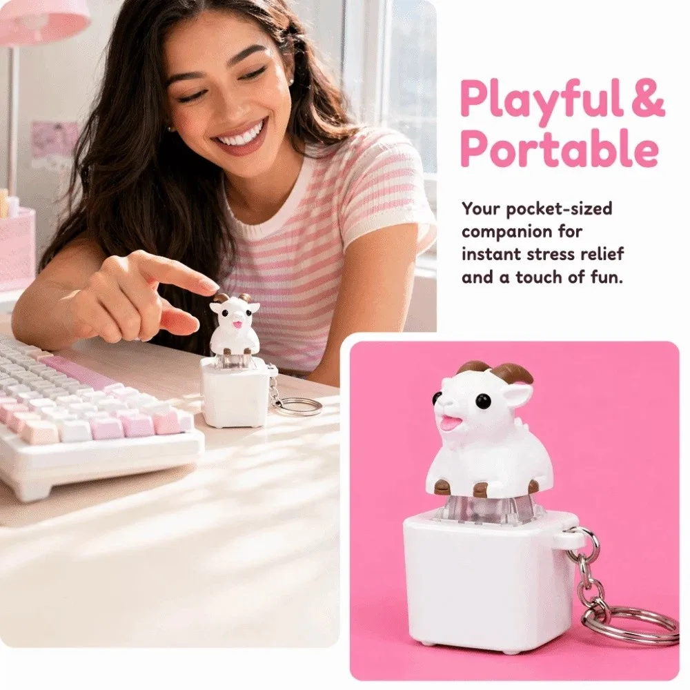 Mine Sound Little Lamb Pressing Sound Keychain Clicky Button Sheep Design Keyboard Fidget Keychain Funny Interesting