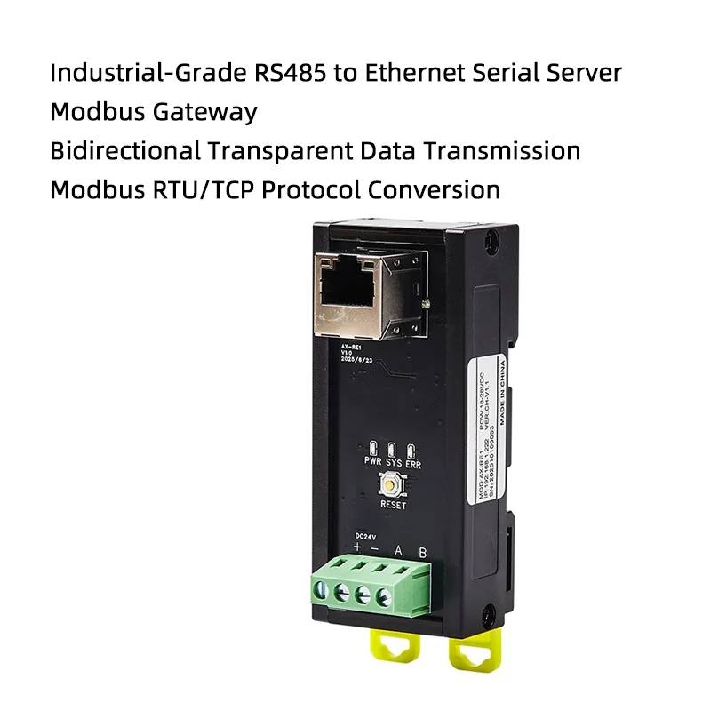 Single-Port Serial Server: RS485 to Ethernet Module, Industrial-Grade, Supports Modbus RTU/TCP Conversion
