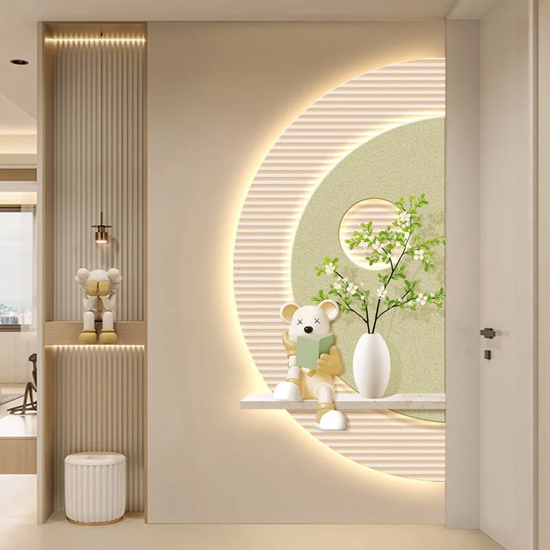 Pintura de luz LED semi-círculo de parede de fundo de corredor - luz mural de árvore fresca com ambiente sofisticado