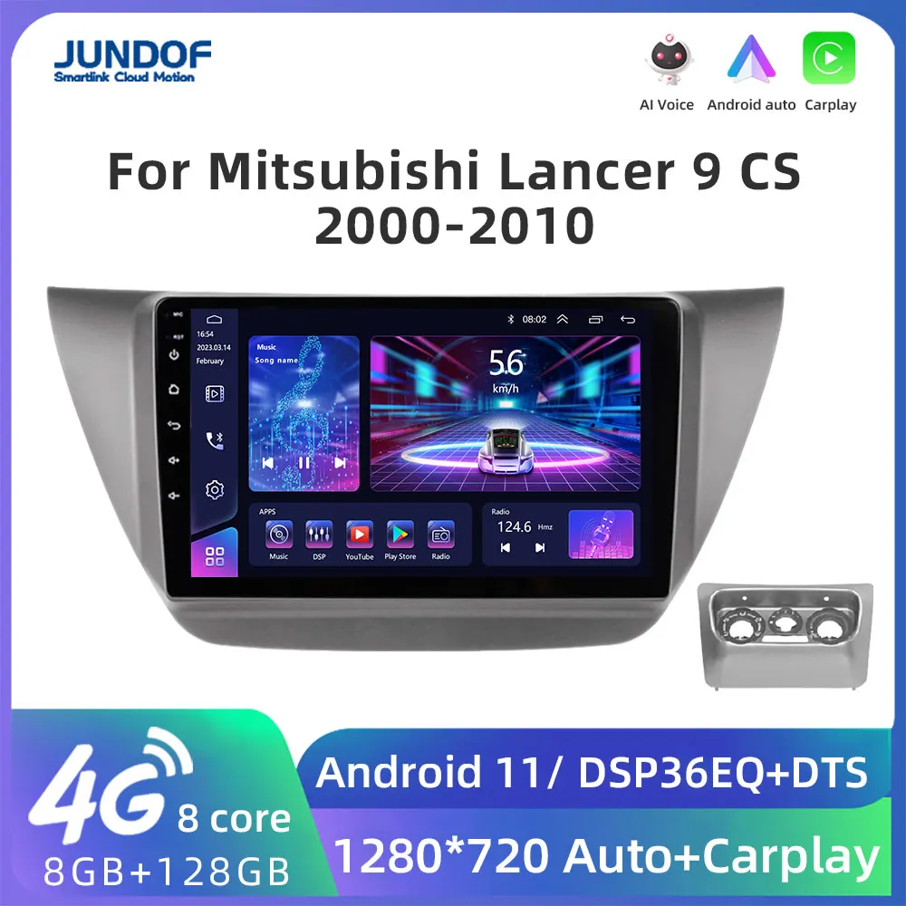 

JUNDOF 9" Car Radio Multimedia Video Player For Mitsubishi Lancer 9 CS 2000 2001-2010 DSP 2Din Android Auto Carplay Stereo GPS