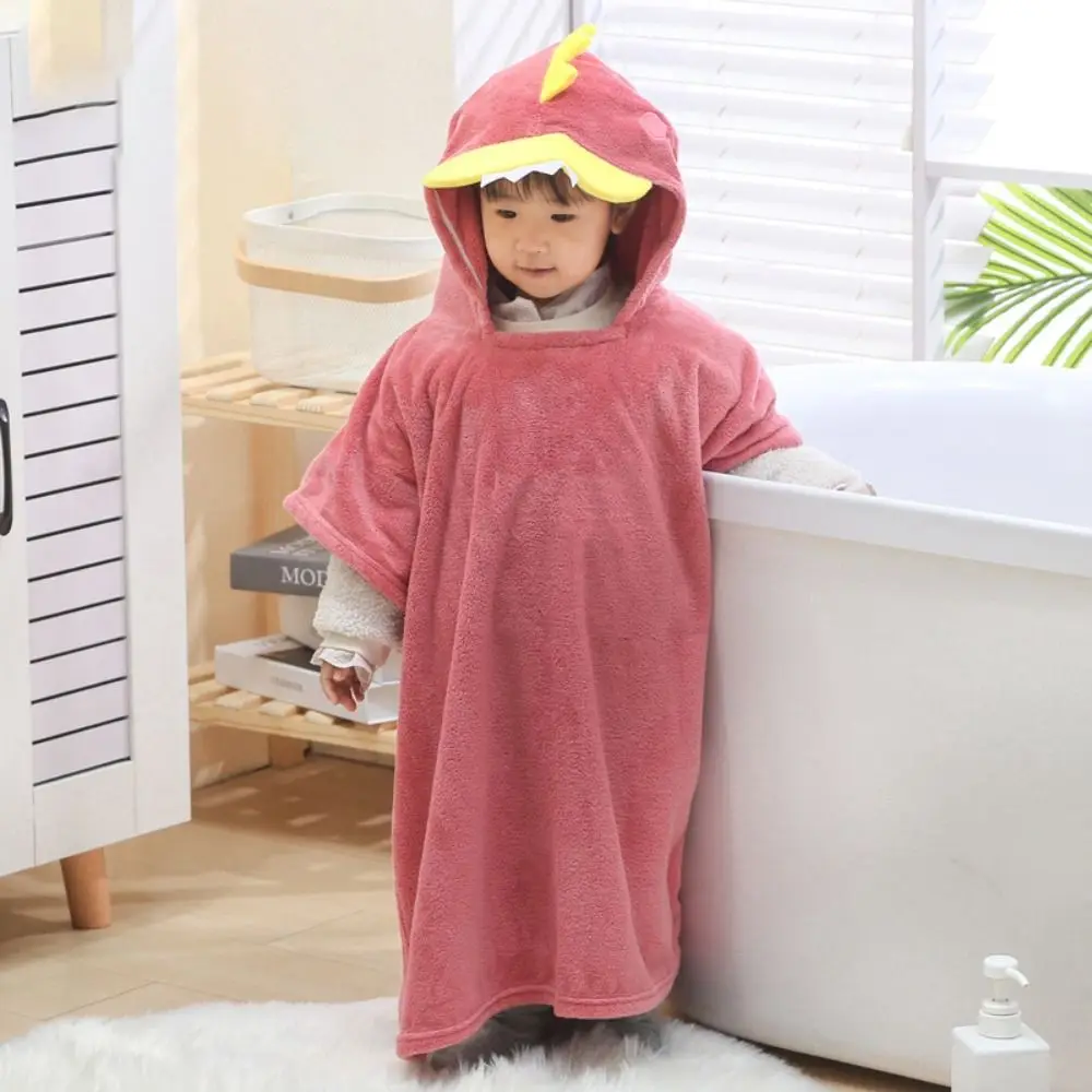 

Multipurpose Cartoon Baby Bath Towel Coral Velvet Quick-Drying Cartoon Cloak Towel with Hat Soft Hooded Bathrobe Shower Cloak