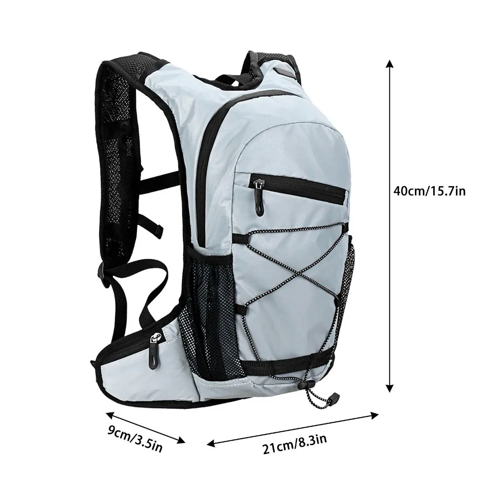 

8L Capacity Cycle Hydration Backpack Lightweight Black Grey Cycle Backpack High Visibility Reflective Sports Backpack