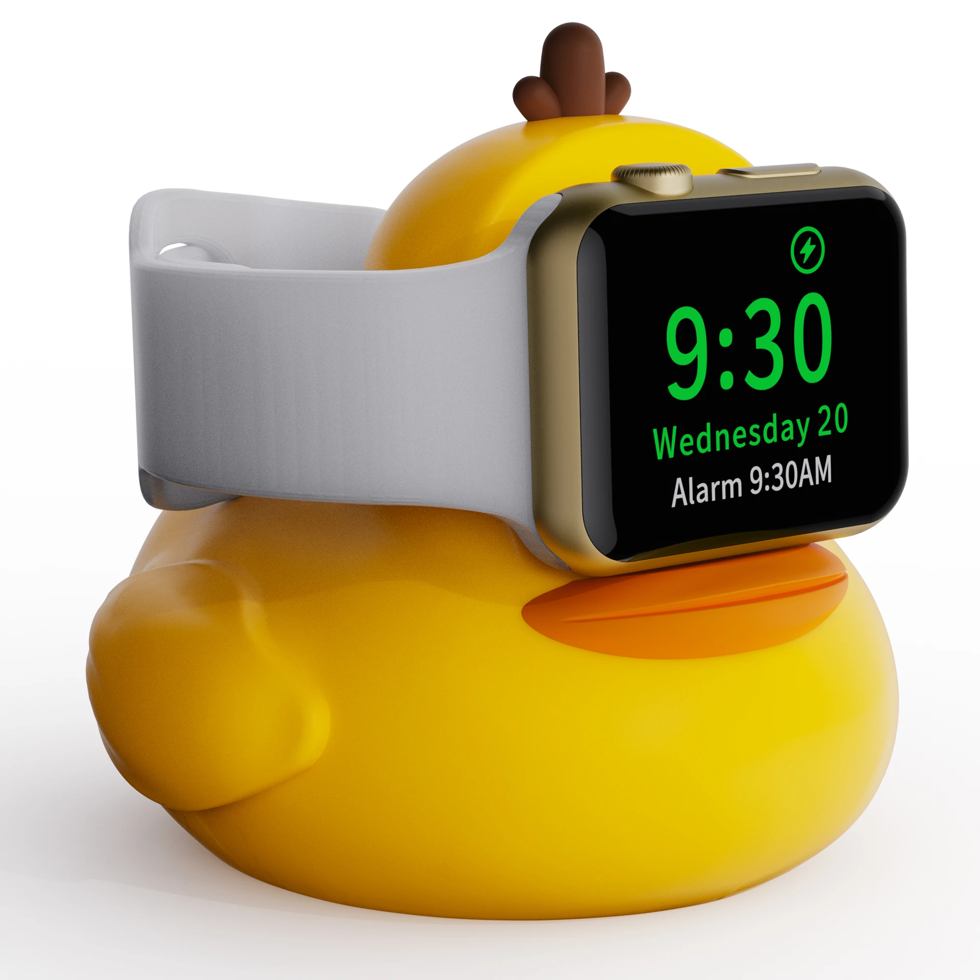 Charger Stand for Apple Watch Series49/45/44/42/41/40/38mm iWatch Ultra2/Ultra/9/8/SE2/7/6/SE/5/4/3/2/1,Cute Duck Silicone Charg