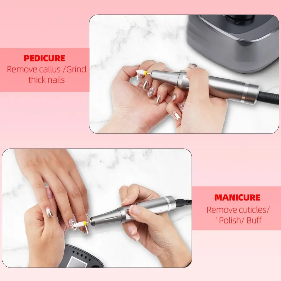 40000 RPM Professionnel Rechargeable Portable Nail Drill Électrique Polisseuse Manucure Machine Pour Acrylique Gel Ongles