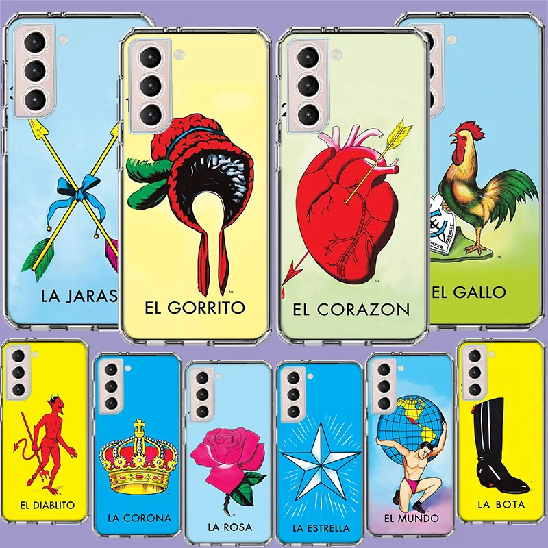 Mexican Bingo Loteria Phone Case For Samsung Galaxy S25 Edge S24 S23 FE S21 S20 S10 Plus S22 S26 Ultra Cover Clear Cases TPU Cap