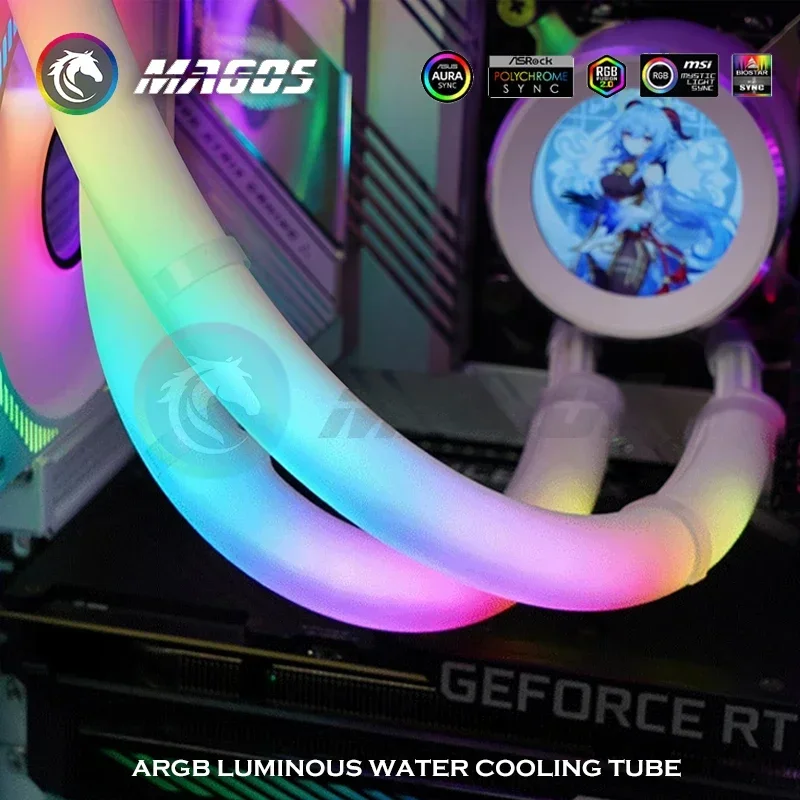 Universal CPU Watercooler Lighting Tube ARGB, 5V RGB Luminous Neon Silicone Pipe Cover 340MM MB SYNC