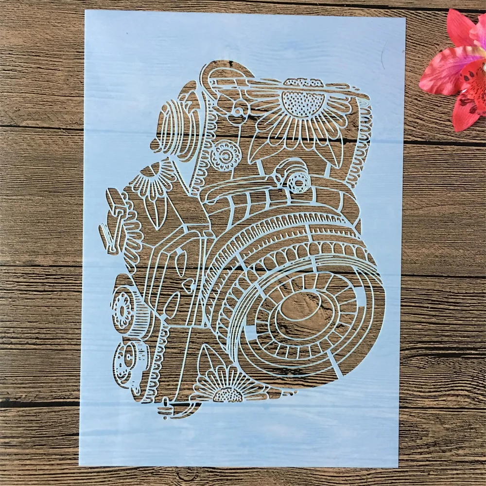 A4 29cm Mandala Camera DIY Layering Stencils Wall Painting Scrapbook Coloring Embossing Album Decorative Template