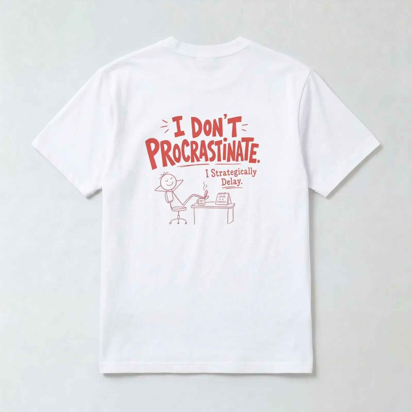 I Dont Procrastinate Strategically Delay T Shirt Funny Office Quote vintage Washed streetwear Stylish homme Casual Breathable