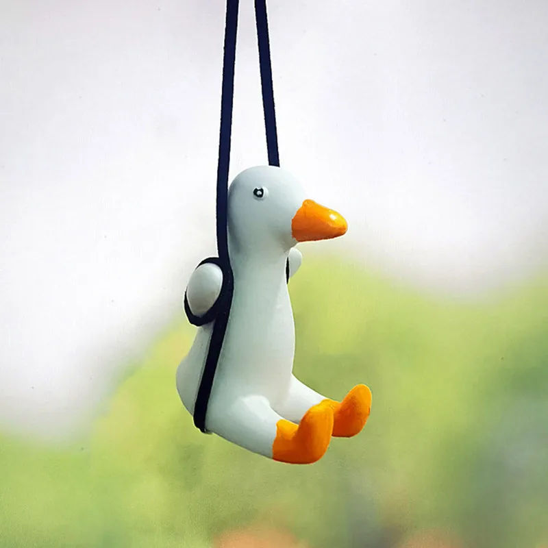 Cute Little Duck Car Pendant Gypsum Swing Duck Auto Hanging Decorations Car-styling Rear View Mirror Pendant Accessories