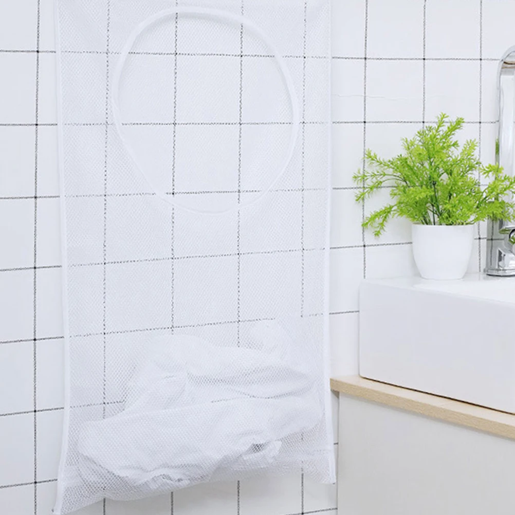 

2pcs Hanging Clothes Storage Bag Laundry Mesh Pouch Dirty Clothing Holder Bathroom Supply Sock Holder Home Organizer Bag For