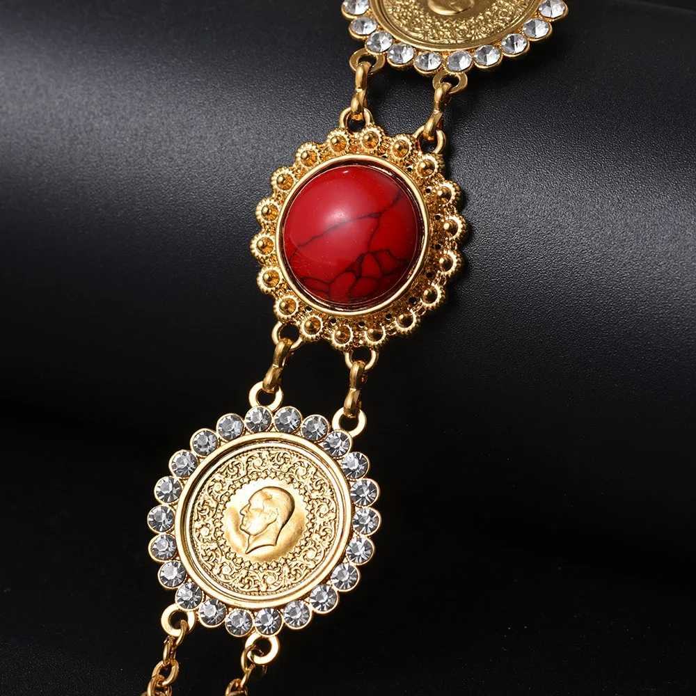Turkish Blue Eye Bracelet Gold Color Never Faded Blue Evil Eye Crystal Charm Allah Bracelets for Islam Women Muslim Jewelry