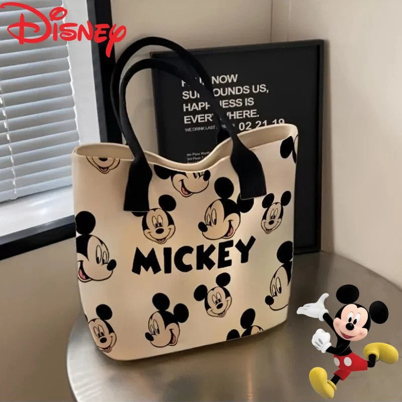 

Новая милая креативная сумка Disney Mickey с мультяшным принтом, персонализированная, модная, вместительная, портативная, из холщовой ткани.