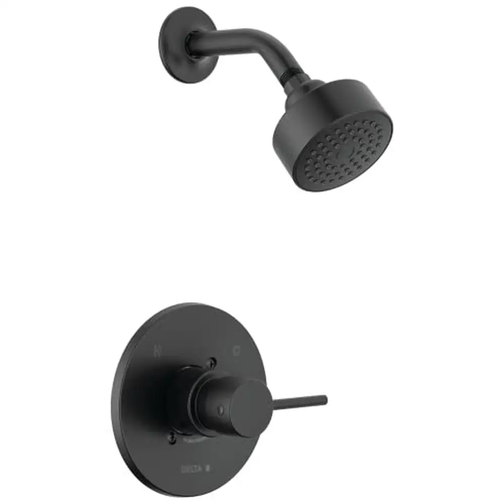 Modern Series Black Shower Trim Kit with Single-Spray Touch-Clean Head Pressure Balance Valve Full Body Spray ADA Compliant