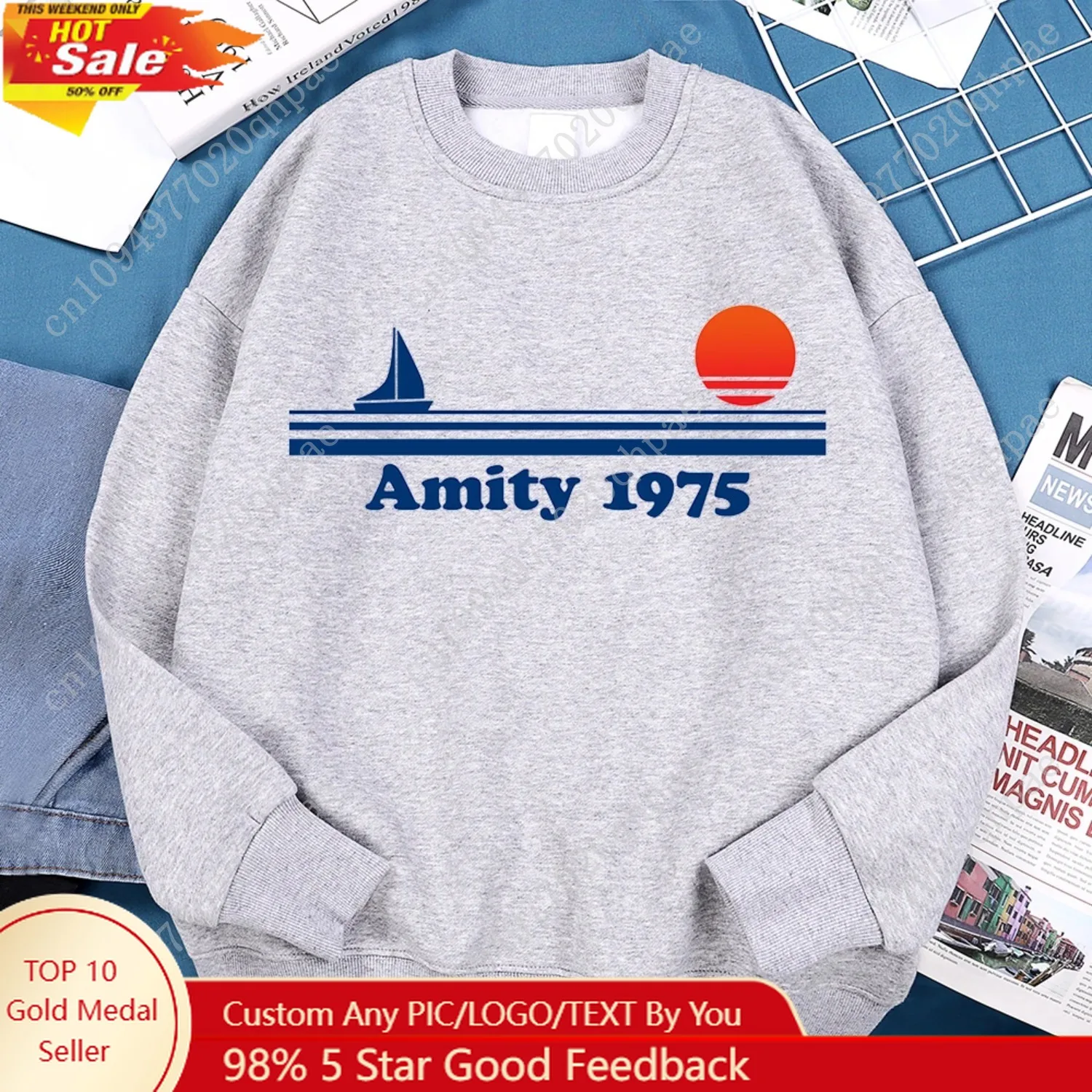 

Amity 1975 The Sailboat Of Hope Hoodie Men Fashion Fleece Streetwear Hip Hop Sweatshirt Casual Loose Hoody Crewneck Hoodies